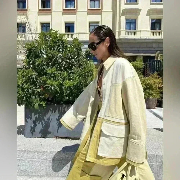 🔥🔥ZARA Gabardine patchwork Jacket(oversized) - Picture 2 of 10